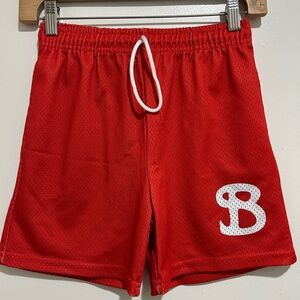Kids Red Mesh Shorts